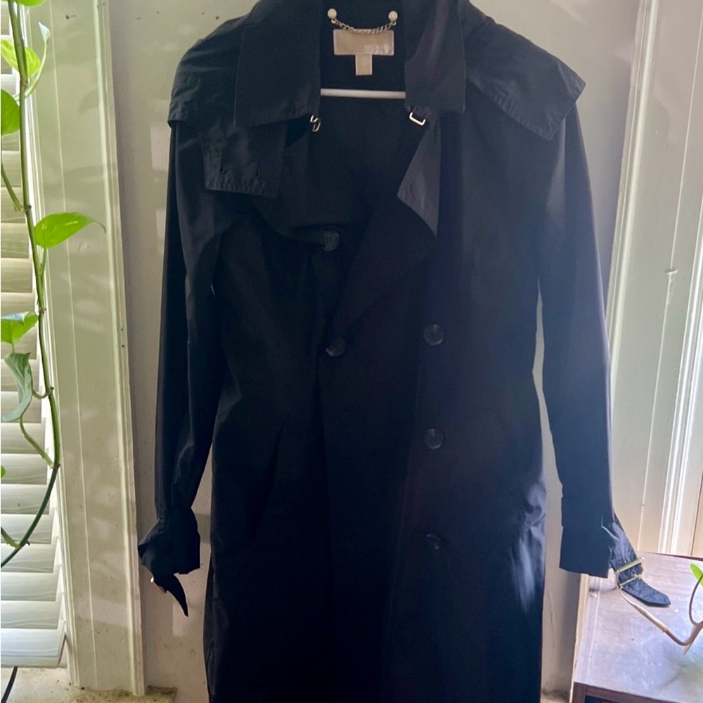 Michael Kors Black Coat with Gold Chain Detail